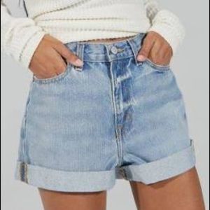 High rise mom jean shorts.